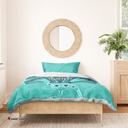 Custom Australia Matildas Bedding Set Polynesian Mix Turquoise Marble
