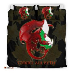 Welsh Bedding Set Welsh Myth Dragon Red and Wales Flag Daffodil