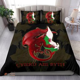 Welsh Bedding Set Welsh Myth Dragon Red and Wales Flag Daffodil