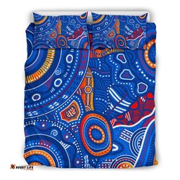 Aboriginal Bedding Set Indigenous Footprint Patterns Blue Color
