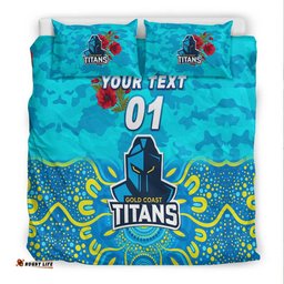Custom Personalised Gold Coast Titans ANZAC 2022 Bedding Set Indigenous Vibes