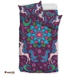 Scotland Bedding Set Unicorn And Boho Mandala Flower