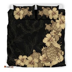 Hibiscus Plumeria Golden Turtle Bedding Set 05