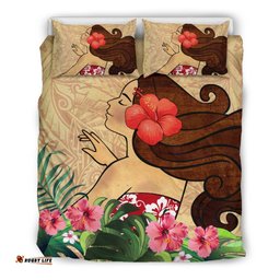 Polynesian Bedding Set Hula Girl With Hibiscus