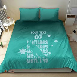 Australia Soccer Matildas Custom Bedding Set Turquoise Basic Gradient