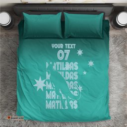 Australia Soccer Matildas Custom Bedding Set Turquoise Basic Gradient