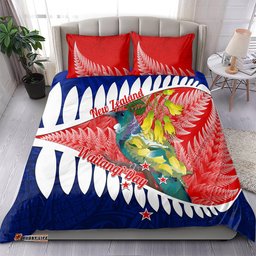 New Zealand Waitangi Day Bedding Set NZ Maori Tui Bird With Kowhai Flowers