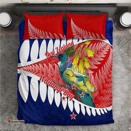 New Zealand Waitangi Day Bedding Set NZ Maori Tui Bird With Kowhai Flowers