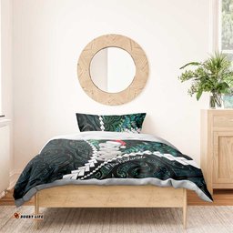 New Zealand Personalised Bedding Set Meri Kirihimete Kowhaiwhai Mix Paua Shell Emerald