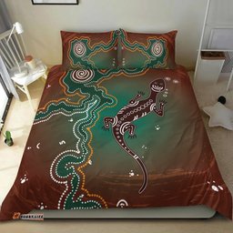 Aboriginal Lizard Bedding Set Indigenous Dot Painting Art