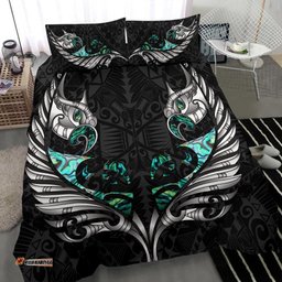 New Zealand Bedding Set Manaia Paua Fern Wing White