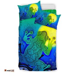 Aboriginal Bedding Set Indigenous Frog Blue