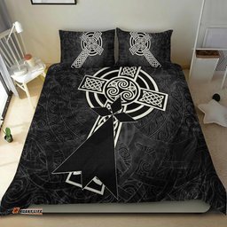 Brittany Celtic Bedding Set Celtic Cross and Stoat Ermine Skew Style