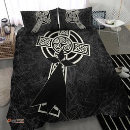 Brittany Celtic Bedding Set Celtic Cross and Stoat Ermine Skew Style