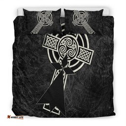 Brittany Celtic Bedding Set Celtic Cross and Stoat Ermine Skew Style