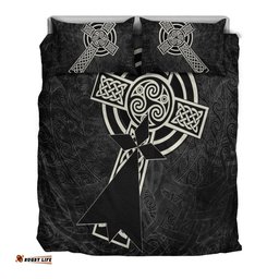 Brittany Celtic Bedding Set Celtic Cross and Stoat Ermine Skew Style