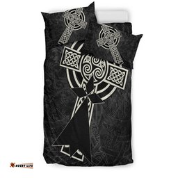 Brittany Celtic Bedding Set Celtic Cross and Stoat Ermine Skew Style