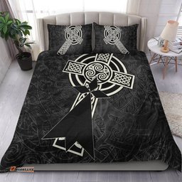 Brittany Celtic Bedding Set Celtic Cross and Stoat Ermine Skew Style