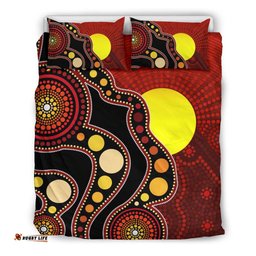 Aboriginal Bedding Set, Australia Aboriginal Lives Matter Flag Circle Dot Painting Art Bedding Set