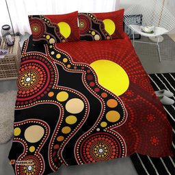Aboriginal Bedding Set, Australia Aboriginal Lives Matter Flag Circle Dot Painting Art Bedding Set