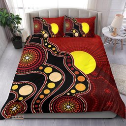 Aboriginal Bedding Set, Australia Aboriginal Lives Matter Flag Circle Dot Painting Art Bedding Set