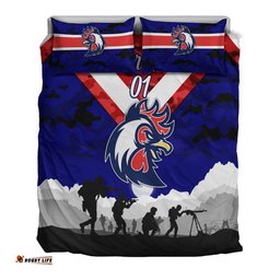 Custom Personalised Sydney Roosters ANZAC 2022 Bedding Set Simple Style Blue