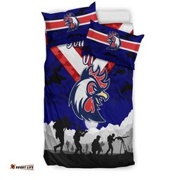 Custom Personalised Sydney Roosters ANZAC 2022 Bedding Set Simple Style Blue