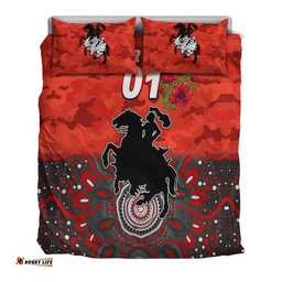 Custom Personalised St. George Illawarra Dragons ANZAC 2022 Bedding Set Indigenous Vibes Red