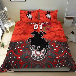 Custom Personalised St. George Illawarra Dragons ANZAC 2022 Bedding Set Indigenous Vibes Red