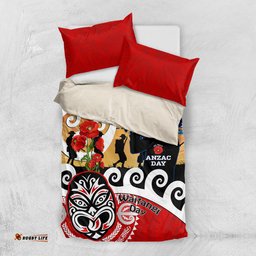 New Zealand Waitangi And ANZAC Day Bedding Set Aotearoa Maori Tiki With Last Post