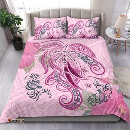 Polynesian Tribal Turtle Flowers Bedding Set