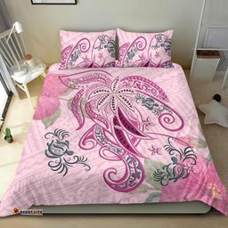 Polynesian Tribal Turtle Flowers Bedding Set