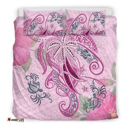Polynesian Tribal Turtle Flowers Bedding Set