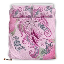 Polynesian Tribal Turtle Flowers Bedding Set