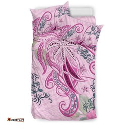 Polynesian Tribal Turtle Flowers Bedding Set