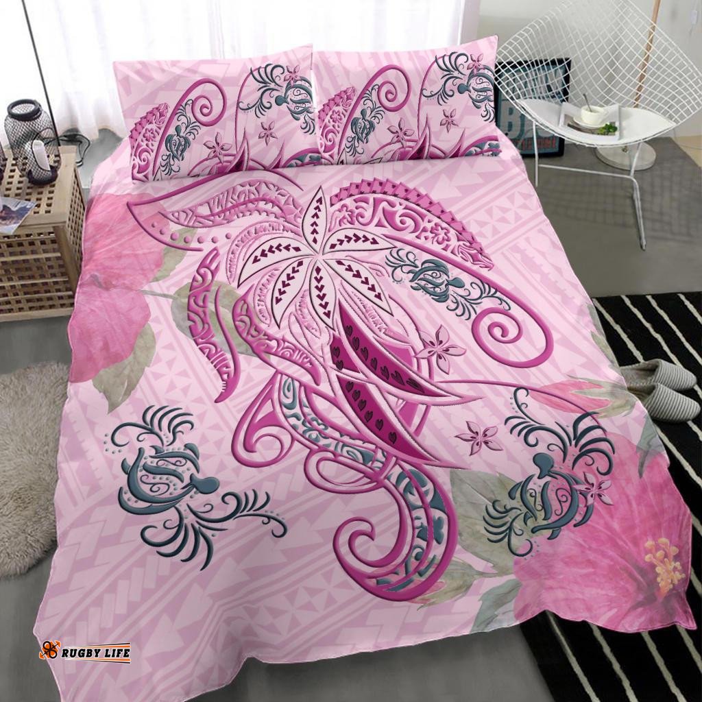 Polynesian Tribal Turtle Flowers Bedding Set