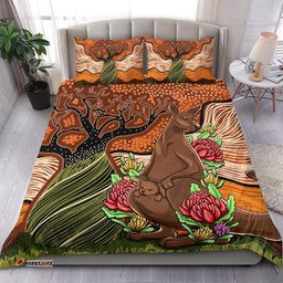 Aboriginal Bedding Set Kangaroo With Indigenous Tree
