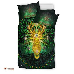 Celtic Pagan Deer Bedding Set Moon Phases Deer with Tree of Life