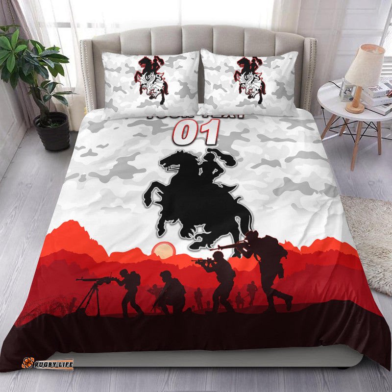 Custom Personalised St. George Illawarra Dragons ANZAC 2022 Bedding Set Simple Style White