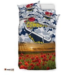 North Queensland Cowboys ANZAC 2022 Bedding Set Poppy Flowers Vibes White