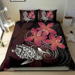 Marshall Coat Of Arms Plumeria Coiling Waves Polynesian Bedding Set