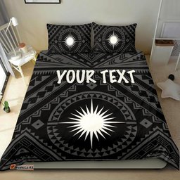 Marshall Personalised Bedding Set Marshall Seal With Polynesian Tattoo Style Black 05