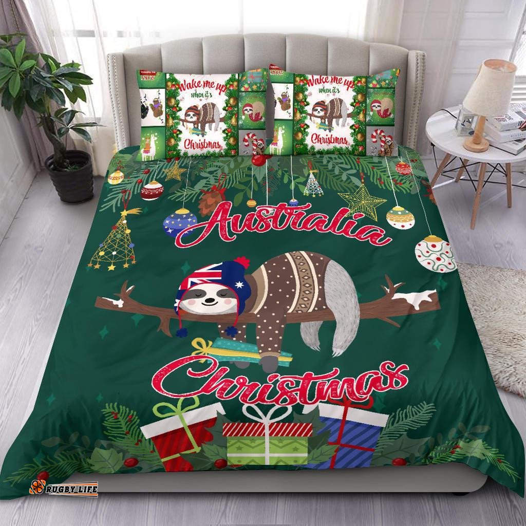 Australia Christmas Bedding Set Green Merry Christmas