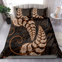 Brown New Zealand Paisley Silver Fern Bedding Set Aotearoa Maori