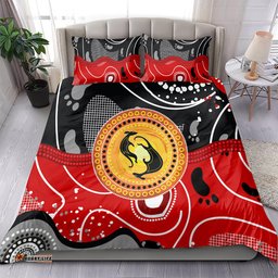 Aboriginal Flag Style Dot Art And Abstract Kangaroo Bedding Set TS04