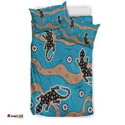 Aboriginal Bedding Set Aboriginal Lizard in Blue Style