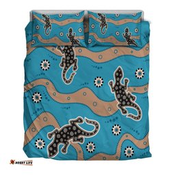 Aboriginal Bedding Set Aboriginal Lizard in Blue Style