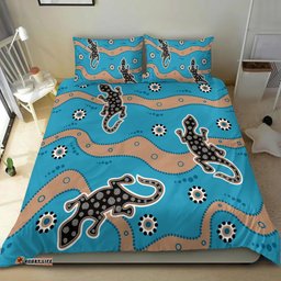 Aboriginal Bedding Set Aboriginal Lizard in Blue Style