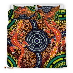 1st Australia Bedding Set Aboriginal Two Lizards Dot Painting Circle