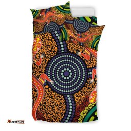 1st Australia Bedding Set Aboriginal Two Lizards Dot Painting Circle